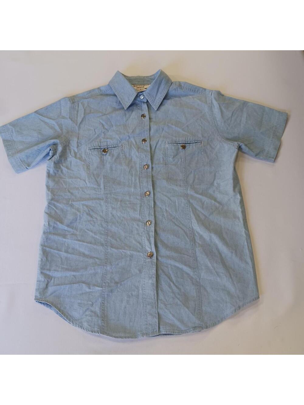 Vintage Clementine RN#74930 Men's Smal Blue Cotton Button Up Short Sleeve Shirt